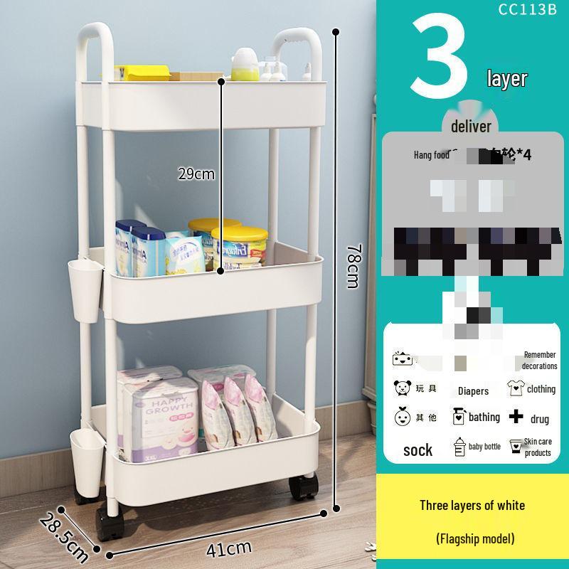 Multi-Layer Kitchen and Bathroom Storage Trolley with Wheels