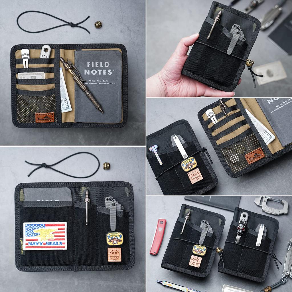 VIPERADE VE11 Kieszonkowy dziennik Portfel EDC Mały notatnik Nylonowy pokrowiec na dziennik do użytku w terenie Organizer EDC Saszetka z miejscem na naszywki DIY Saszetka, Pokrowiec,