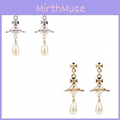 Brincos Pendentes da Moda Vintage Saturno Retro Fashion Gema Gota de Lágrima Pérola da Sorte