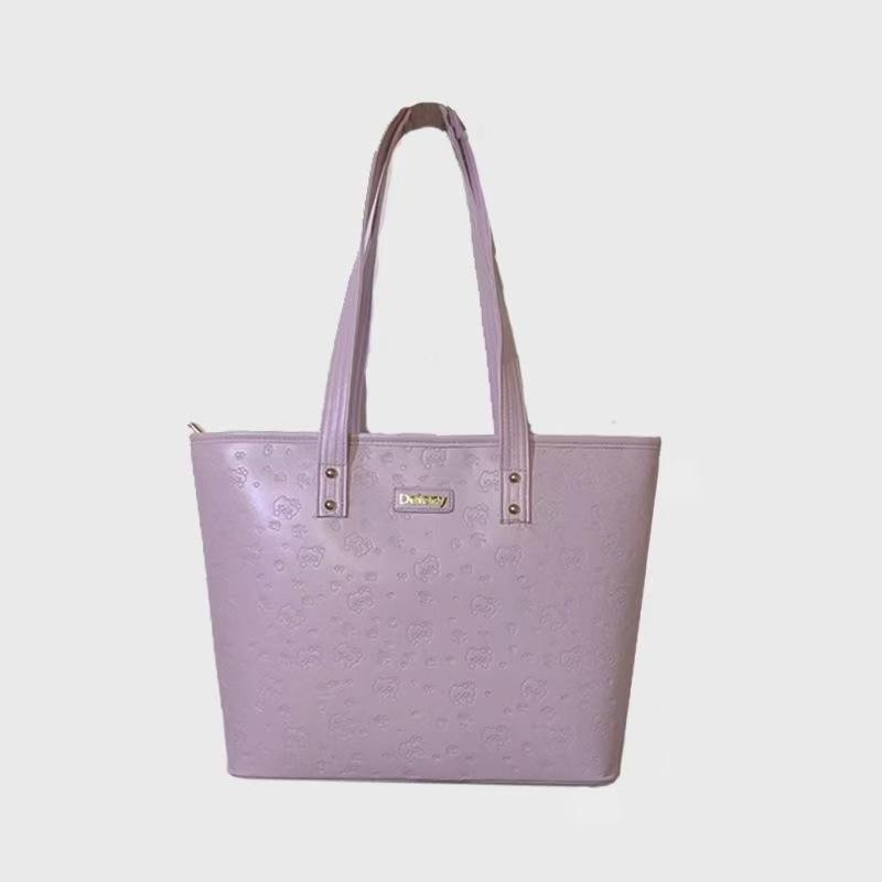 

JIAERDI Pastel Blue Printed Bear Tote Bag Women Sweet Cute Daily Versatile Shoulder Bag Ladies Spacious Leather Unique Handba 40x30x13cm фиолетовый