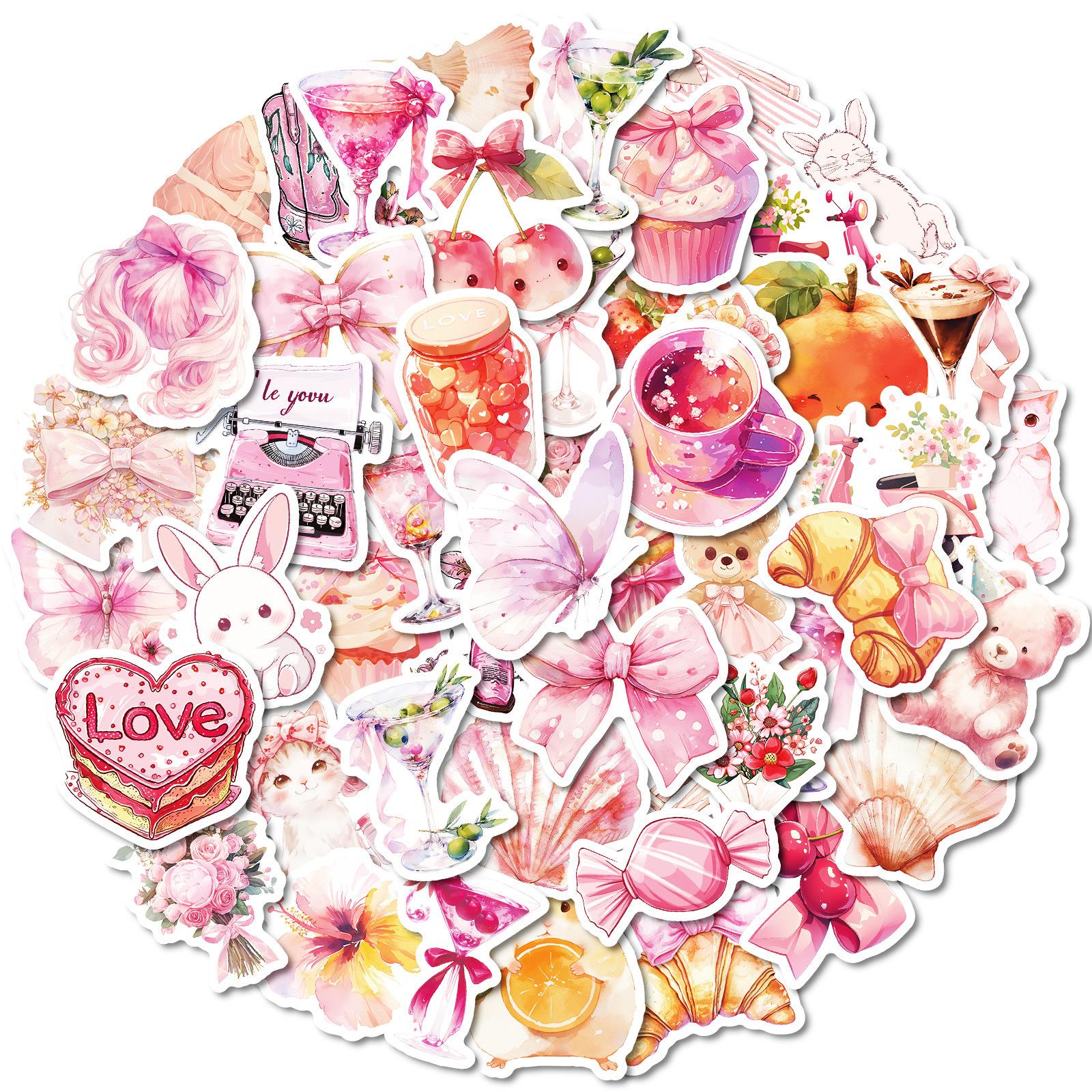 

50 Cute Hand Painted Graffiti Stickers Bow Croissant Series Stickers