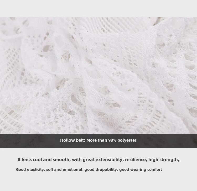 European & American Seaside Vacation Knitted Bikini Cover-Up with Trumpet Sleeves and Hollow Slit Long Skirt