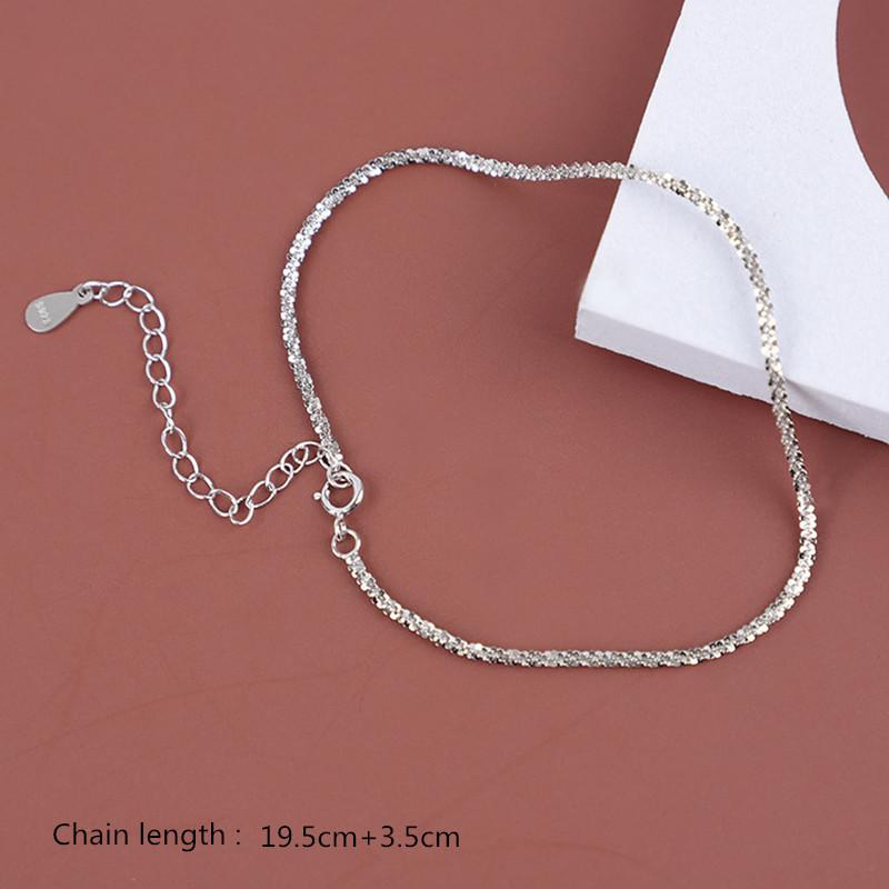 Buyee 925 Silver Simple Anklet Chain for Women Fashion Fine Jewelry Foot Legs Anklets
