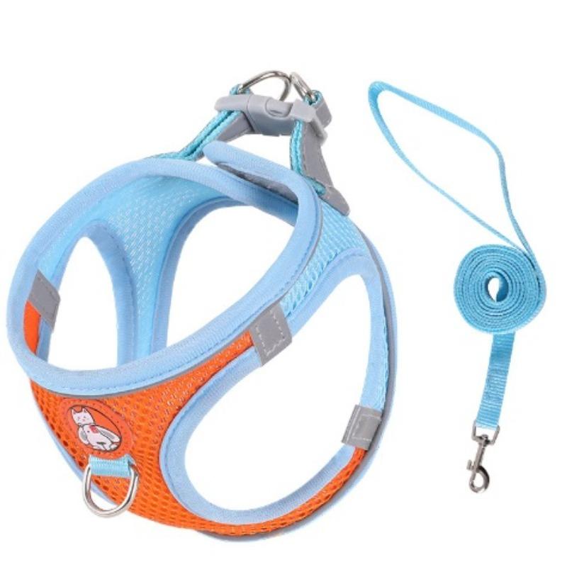 Katzengeschirr, Brust- und Schultergurt für Hunde im Westenstil, Atmungsaktiver Brust- und Schultergurt für Katzen und Hunde, Reflektierende Haustierleine, Teleskopisch