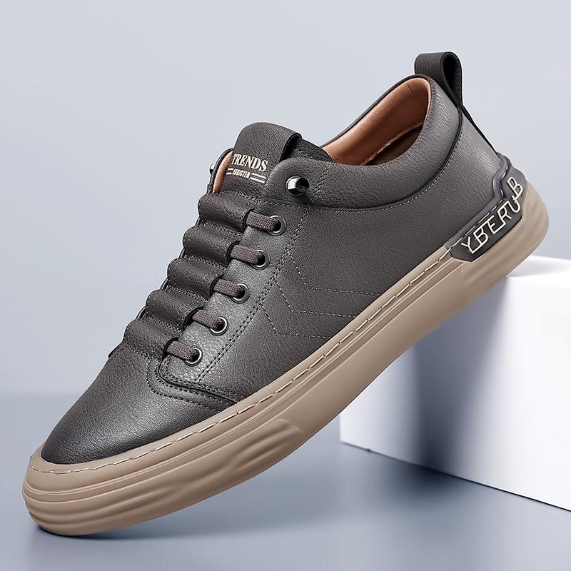 

Высококачественные мужские новые модные повседневные кроссовки с двумя слоями коровьей кожи, брендовые удобные мягкие подошвы, мужские повседневные спортивные туфли 44 серый