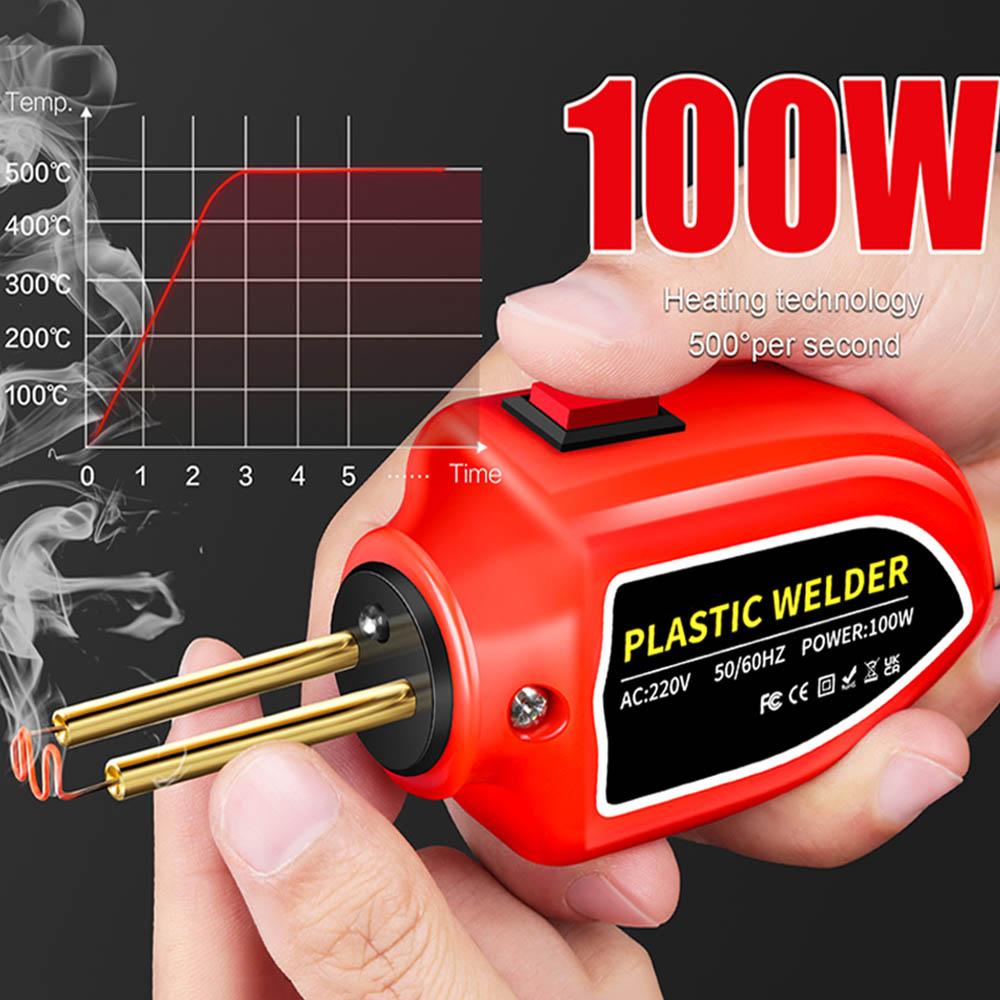100W Plastic Welding Repair Kit & 2-IN-1 Soldering Iron 200/1000Pcs Hot Staples Kayak Bumper Car Repair Tools