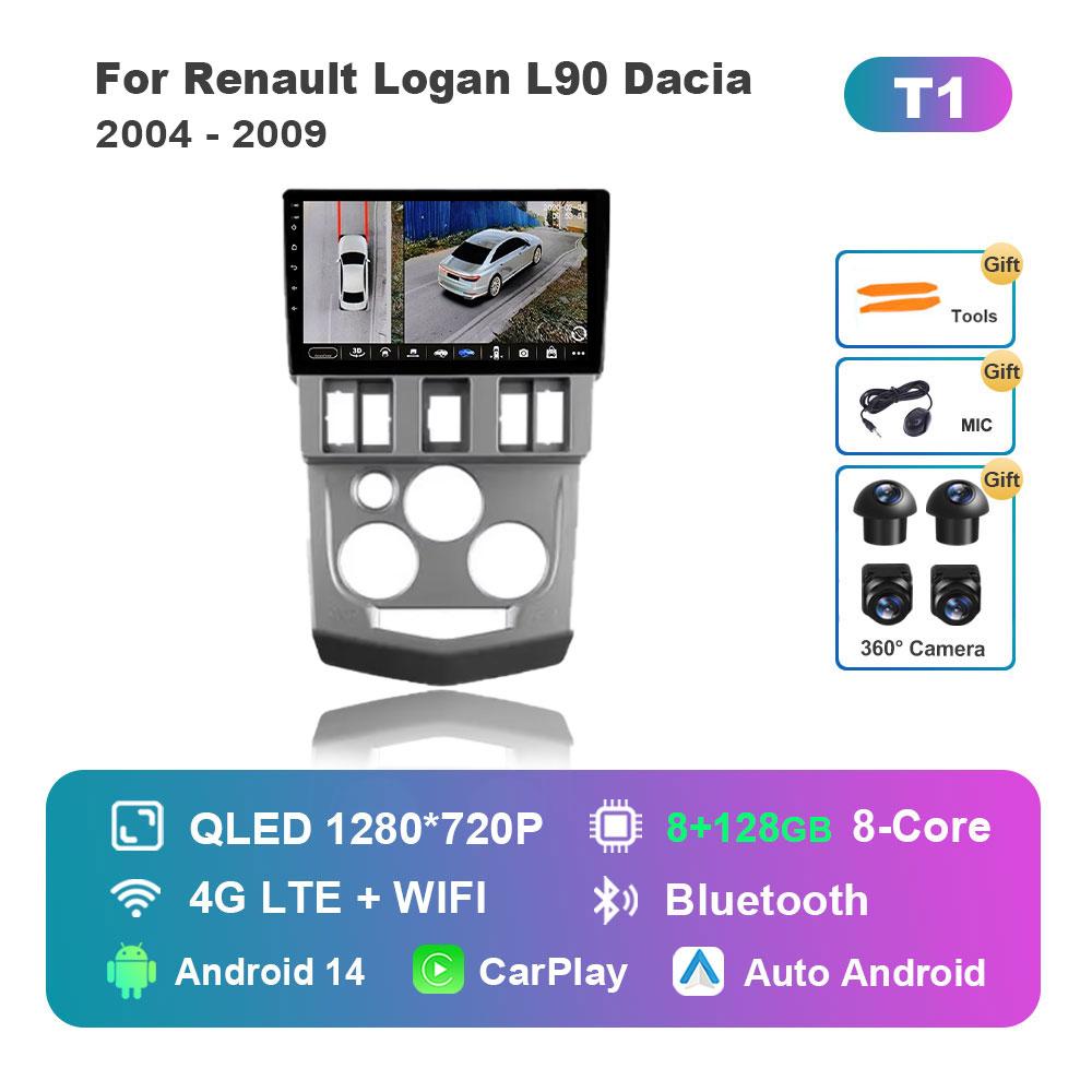 Car Video Multimedia player DSP Stereo for Renault Logan L90 Dacia 2004 - 2009 Android 14 GPS Navi WiFi IPS Screen 4G Bluetooth