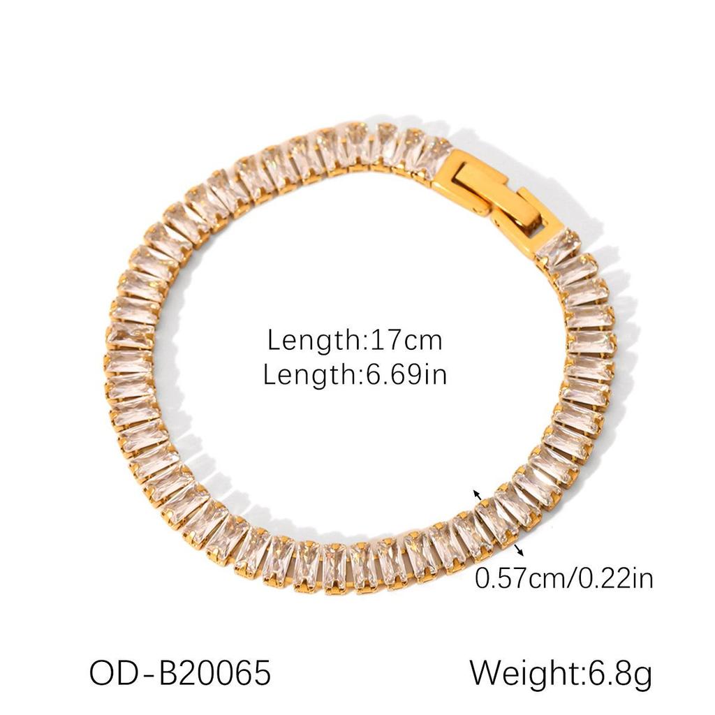 18k Gold Plated Zircon Titanium Steel Bracelet for Women - European & American Style