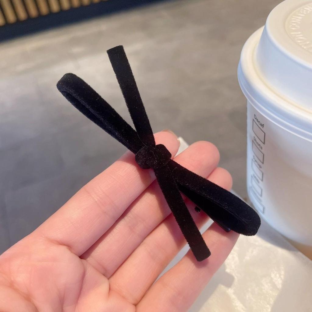 Korean Style Autumn/Winter 2025 Solid Color Bow Hair Clip for Bangs & Ponytails