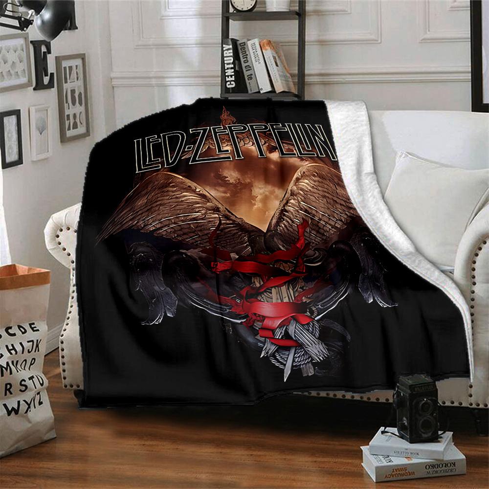 1 Pezzo Coperta Logo Band Led Zeppelin Morbida Calda per Tutte le Stagioni per Divano, Letto, Auto, Ufficio Design Vivace Colorato, Regalo Durevole Accogliente