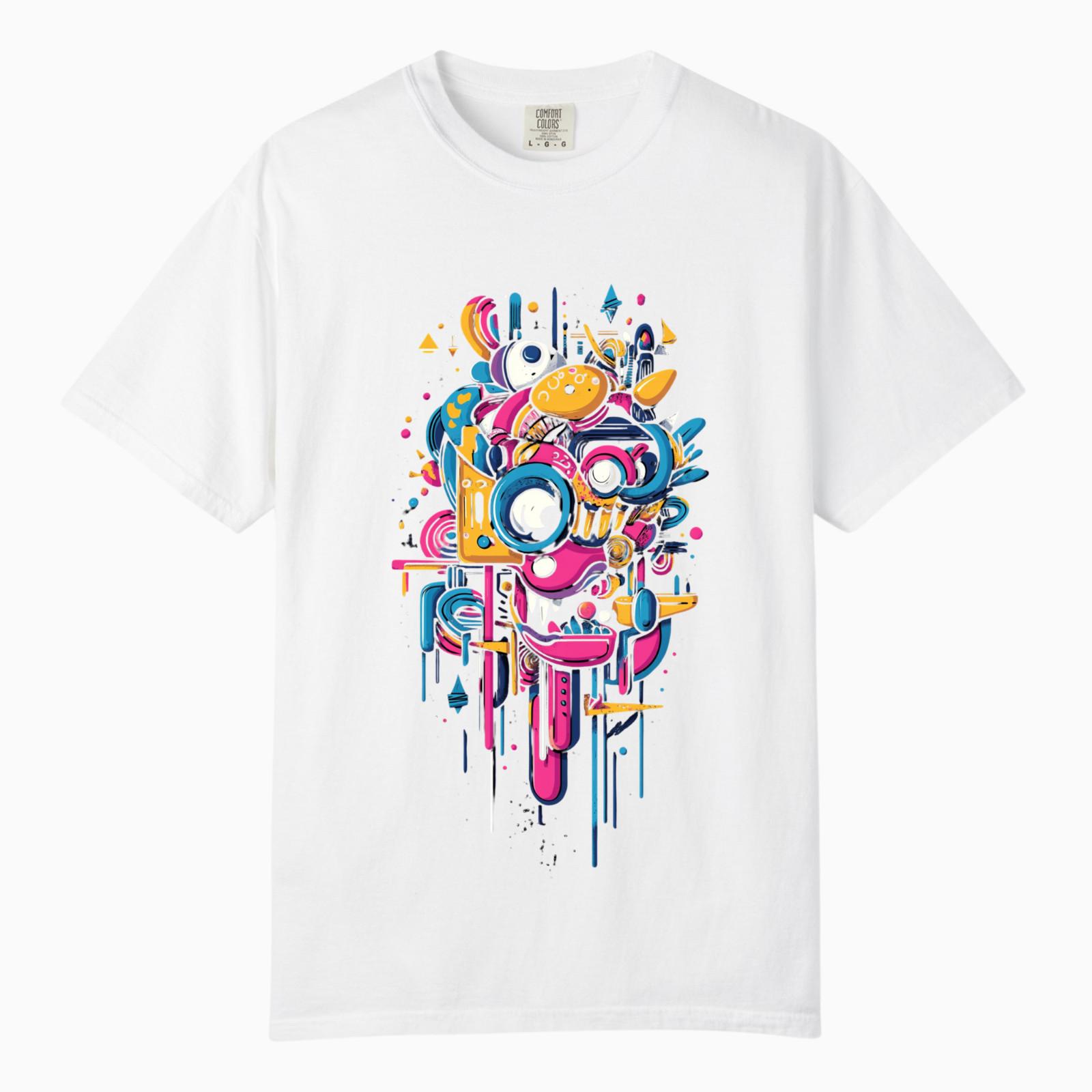Mixed Tribal Animal Beast Mask Art TShirt, Comfort Colors, Unisex Streetwear Tee S разноцветный