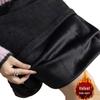 High-Waist Black Corduroy Midi Skirt: Thickened for Autumn/Winter with Slimming Slit