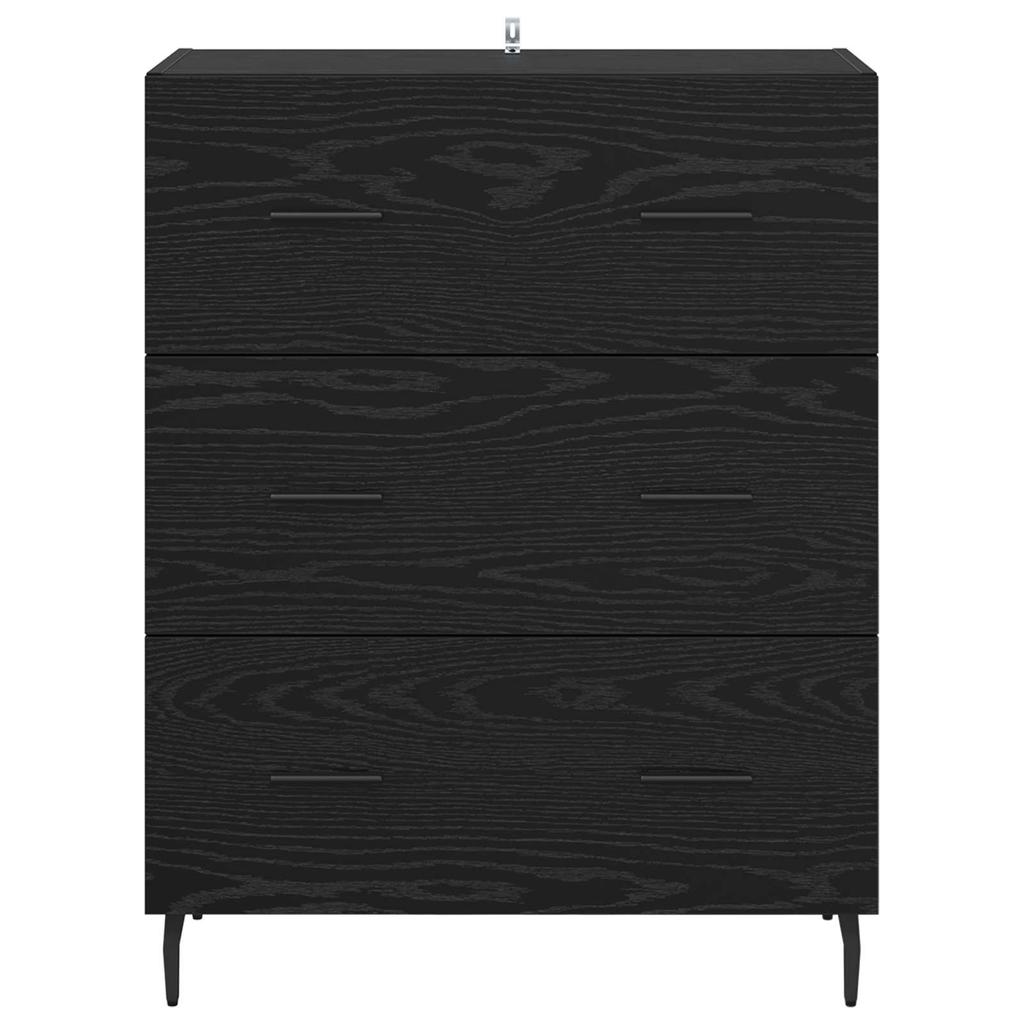 Sideboard with Drawers Black Oak Effect 69.5 x 34 x 90 cm