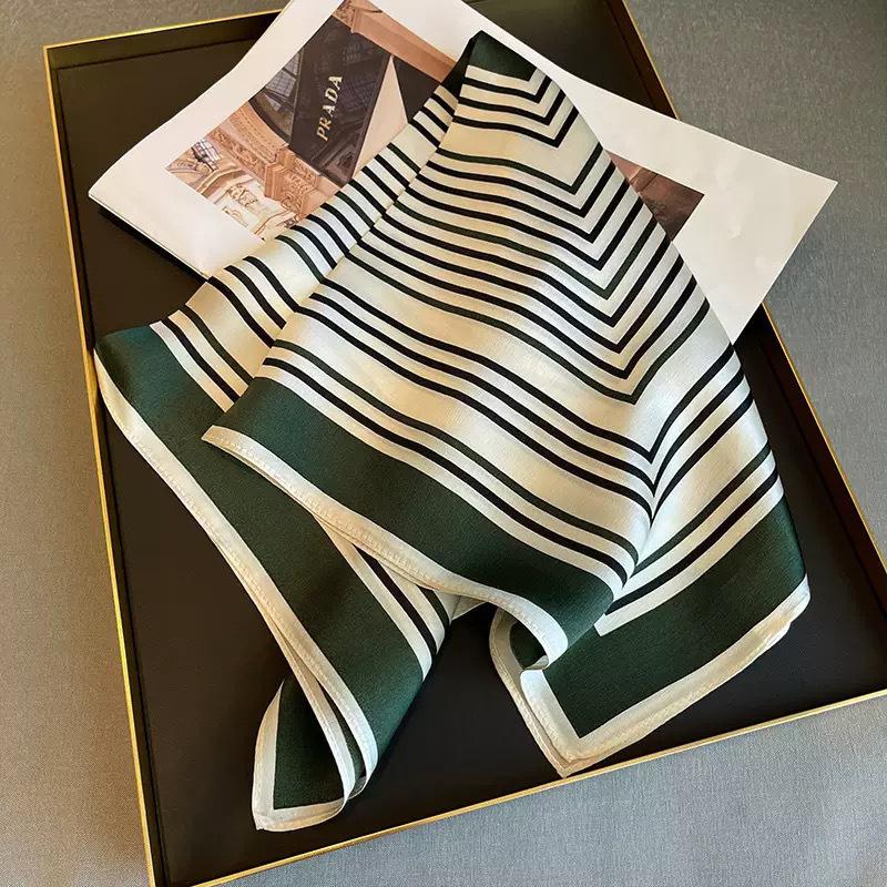 New silk scarf women's fashion versatile sense 70 square scarf neck protection scarf spring and autumn retro scarf tied bag