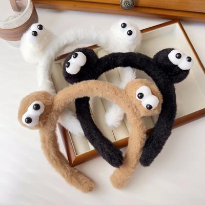 Lustiges Plüsch-Haarband mit großen Augen für Frauen, niedliches Cartoon-Gesichtswasch-Stirnband, rutschfestes Haarband, Kopfschmuck für Mädchen, Haarschmuck