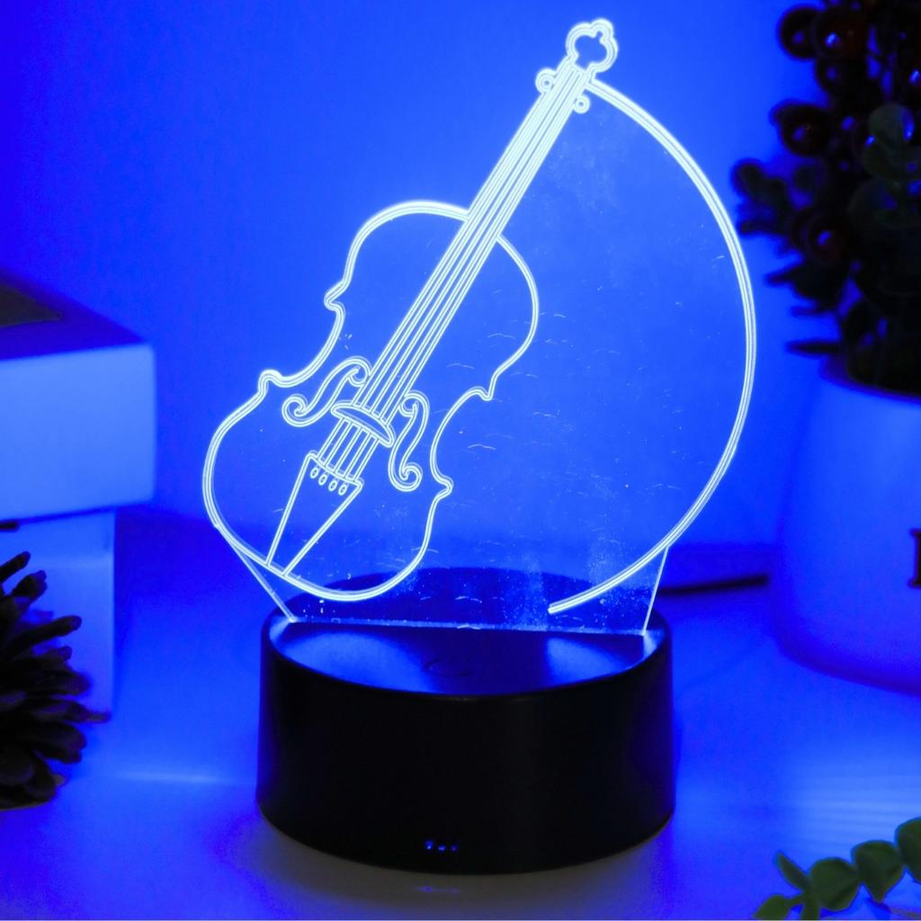 3D Nachtlicht Kreative Geigenform USB Berührbar Bunte Lampe Dekoriert Raumatmosphäre als Geschenk für Musikliebhaber