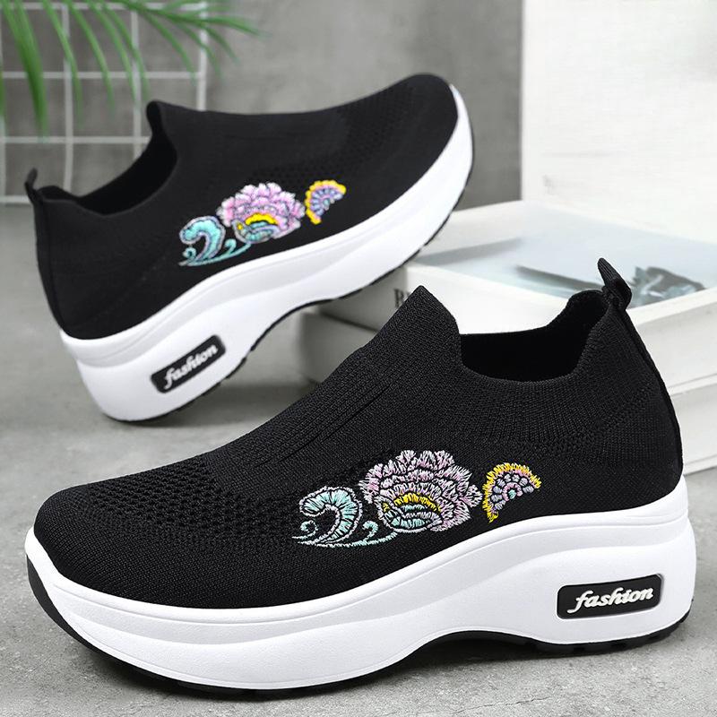 Women's Shoes Thick-soled Height-increasing Shoes Middle-aged and Elderly Shoes Breathable Casual Shoes Single Shoes