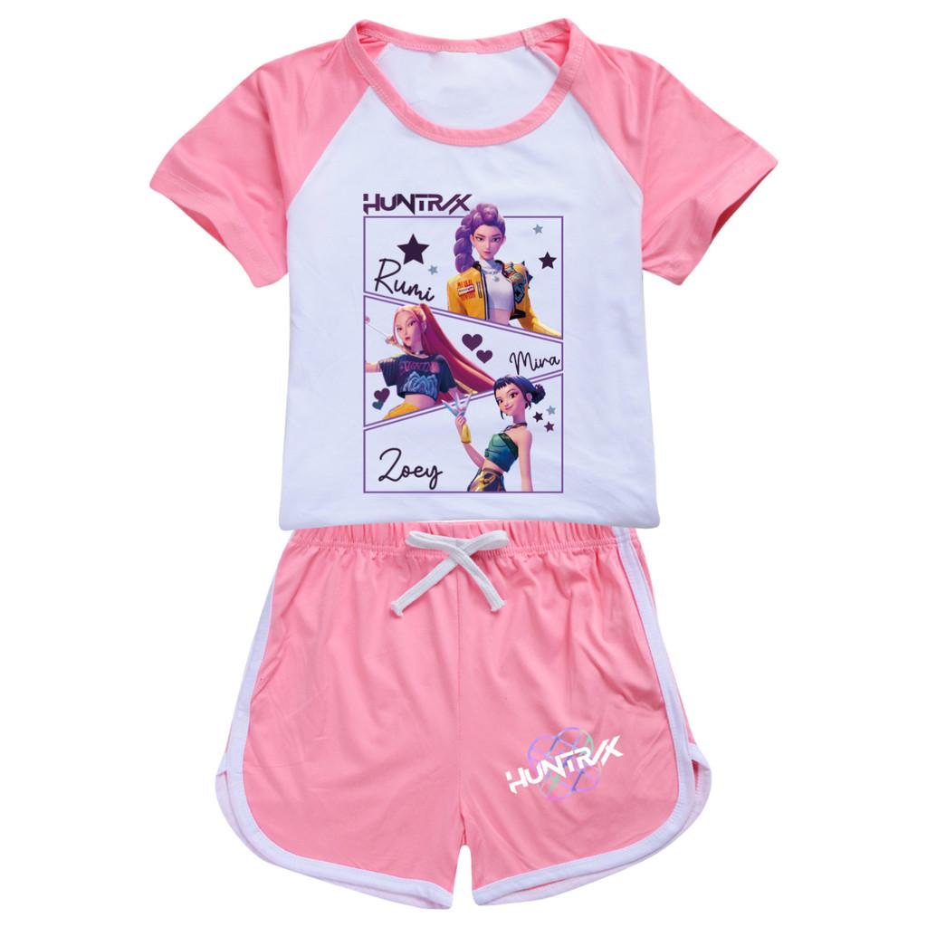 5009 Kinder Mädchen POP Rumi Zoey Mira Print T-Shirt Shorts Sport Trainingsanzug Kleidung Set