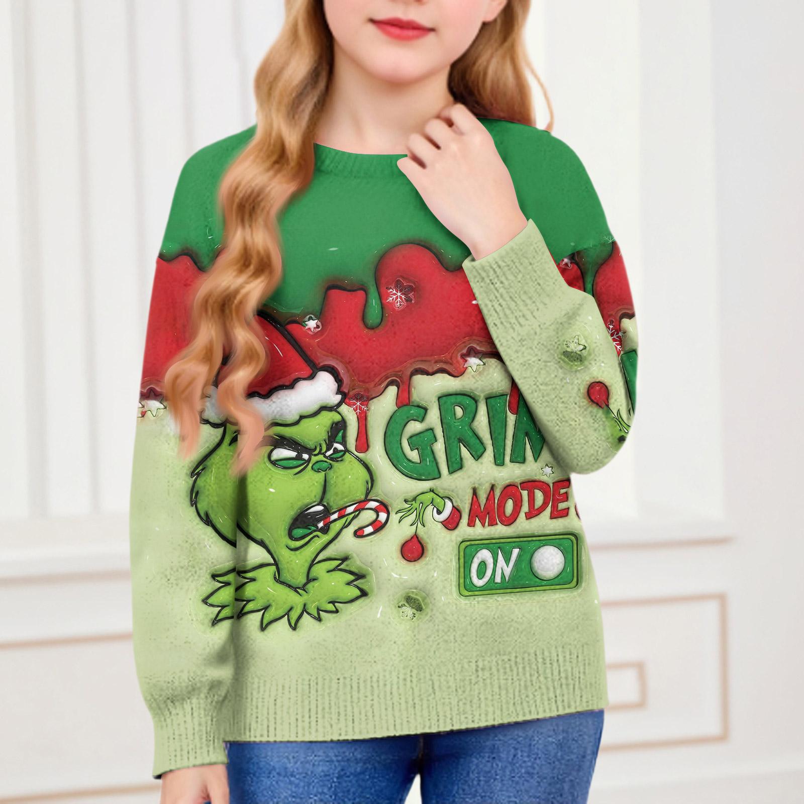 

Рождественские свитшоты для детей мальчиков и девочек вязаный свитер милая рубашка осенний пуловер с круглым вырезом топы 140