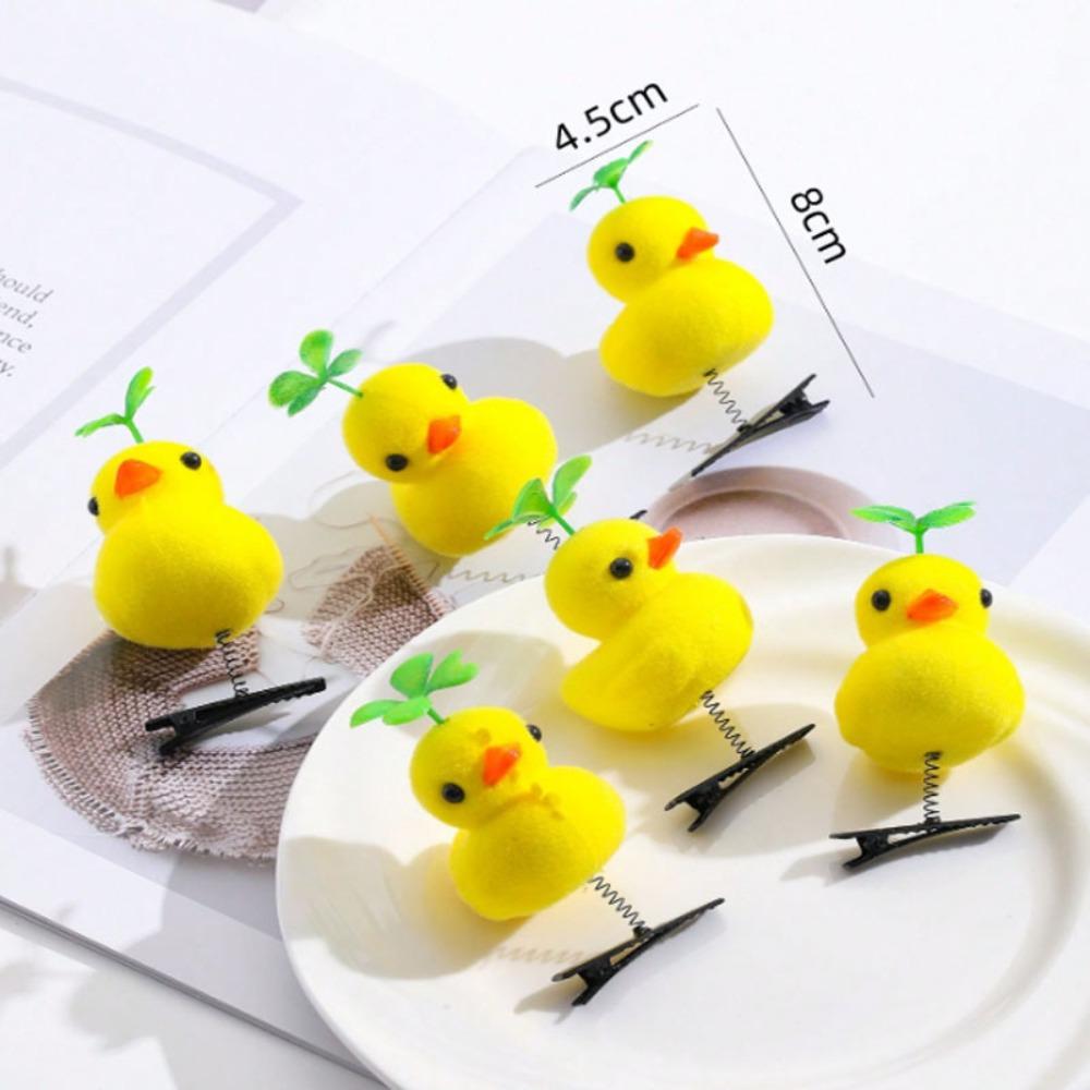 6pcs Cartoon Spring Hair Clip Four Leaf Clover Duckbill Clip Fashion Headdress  Women Girl