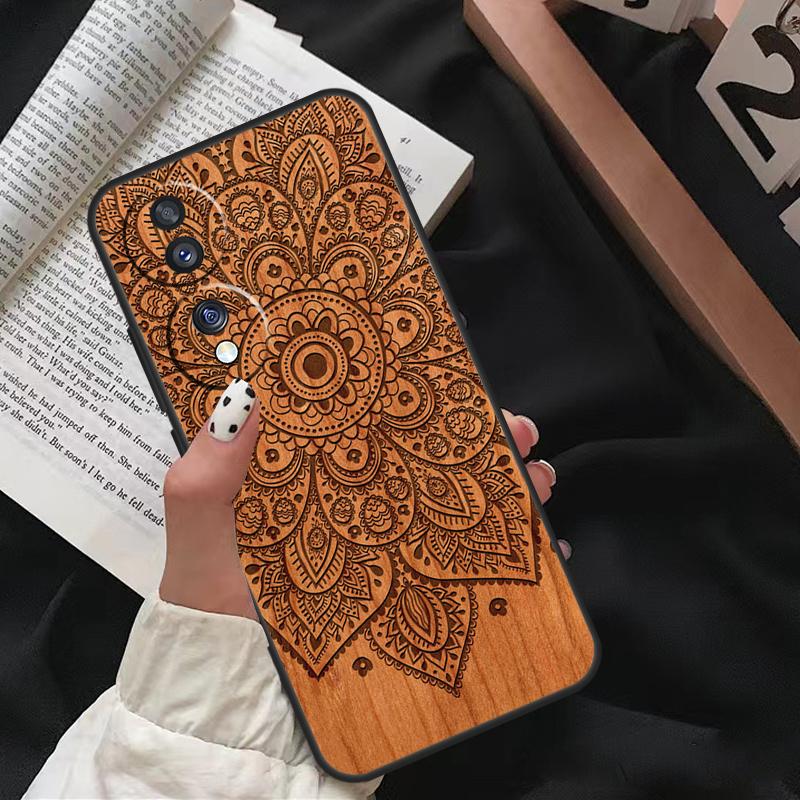Mandala Floral Wood Case For Honor 90 Lite Magic 5 Pro 70 50 10 Honor X8 X7 X9 X9a X8a X7a X6a 9X 8X Back Cover