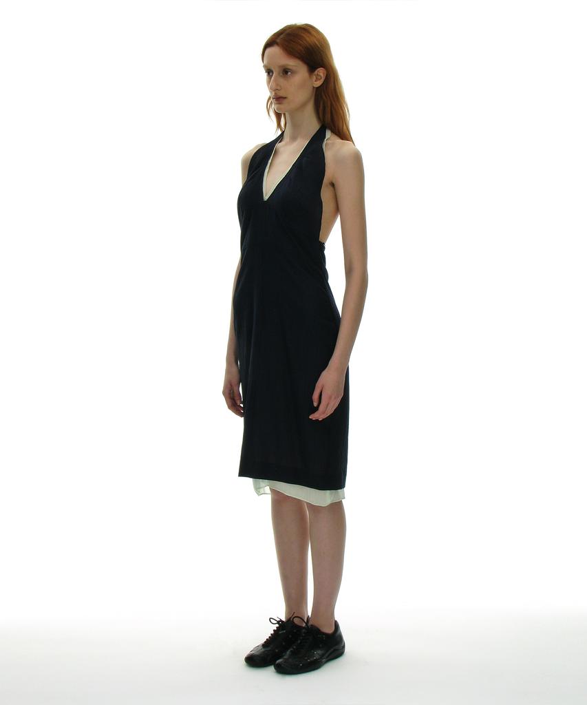Partimento Woman Sheer Layer 2-In-1 Halter Dress_Navy