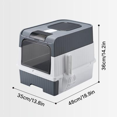 Facile à nettoyer Portable Entièrement fermé Dessus à tiroir dans Bac à litière pour chat avec Couvercle anti-éclaboussures et Pelle, Toilette pour chat Fournitures pour animaux de compagnie