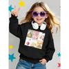 Girls' Long-Sleeve Casual Crewneck Sweatshirt | Fruit Plant Pattern Art Design, Colorful Style