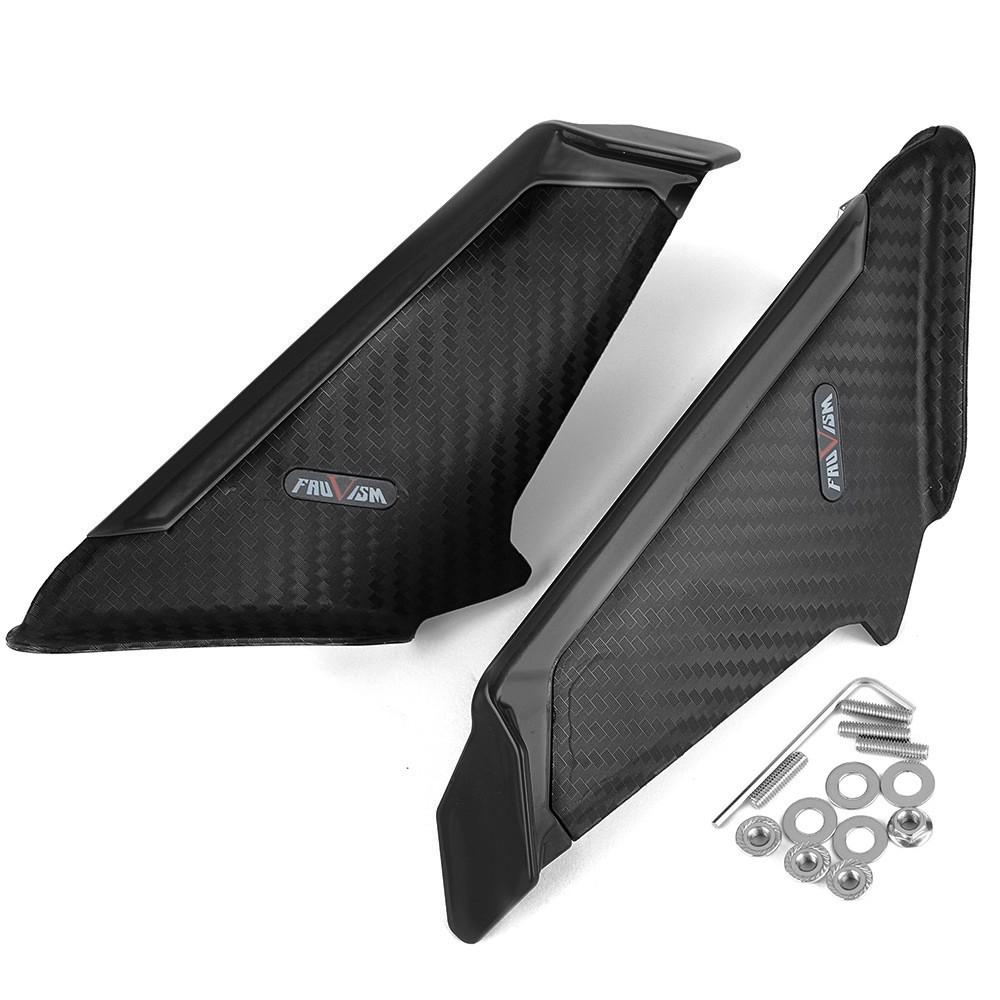 2x Carbon Fiber Look Motorcycle Front Fairing Side Winglet Wind Fin Spoiler Trim