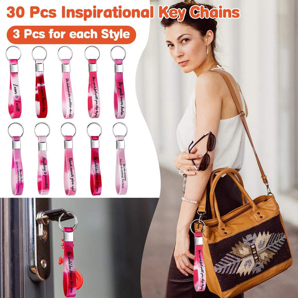 30 Stück Dankeschön Schlüsselanhänger Großhandel Mitarbeiter Wertschätzung Geschenk Motivierender Silikon Schlüsselring Inspirierende Zitate Schlüsselanhänger Personal App