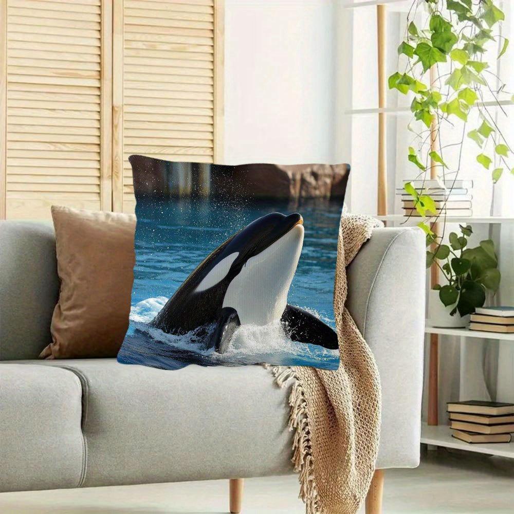 Federa per Cuscino Balena Orca Federa per Cuscino con Stampa Realistica di Animale Oceanico Decorazione per la Casa Cuscino da Lancio per Divano