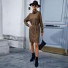 Autumn Winter Chic Solid Knitted Sweater Dress Full Sleeve High Collar Thick A-line Long Pullover