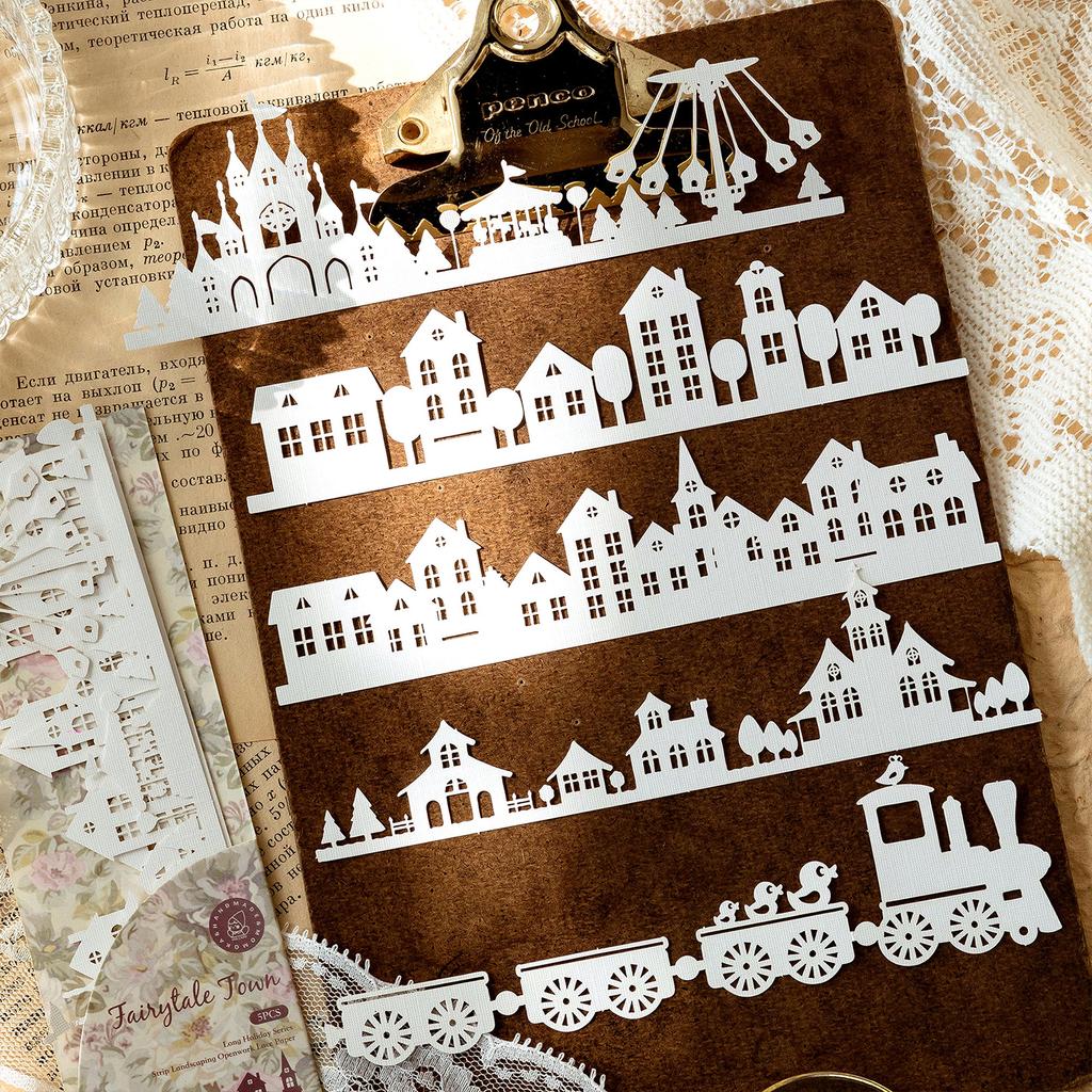 5Pcs/Bag Vintage Hollow Lace paper Aesthetic Decorative Junk Journal DIY Scrapbooking Creative Stationery Decor Paper Set