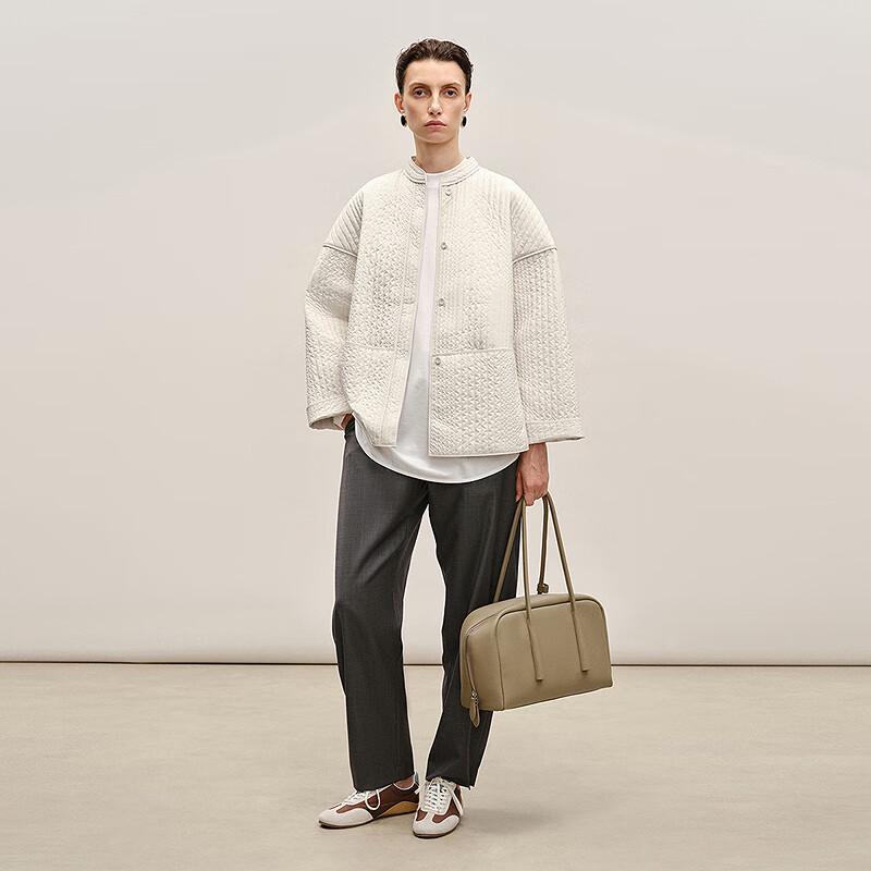 LESS 2026 Spring Loose Fit Stand-Collar Padded Jacket