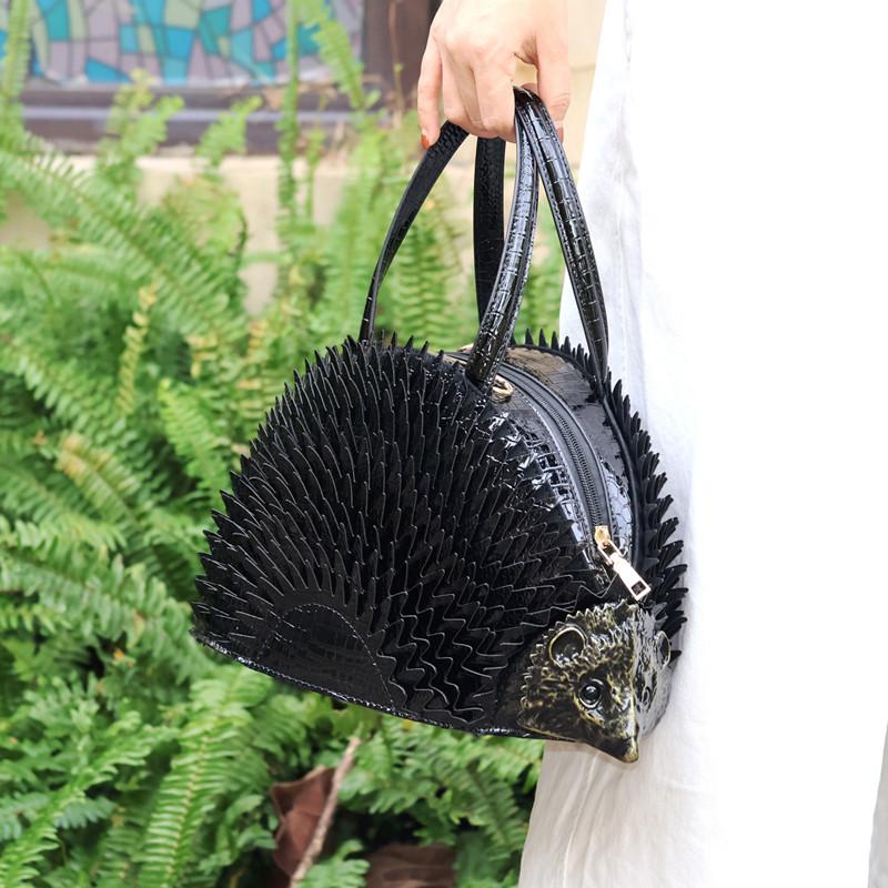 

2025 Unique Design 3D Hedgehog Animal Shaped Women Handbags Stylish Cute Tote Bag Ladies Retro Fashion Shoulder Crossbody Bag чёрный