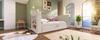 Upholstered daybed 90x190 cm, sofa bed, pull-out bed, armrests, USB & Type-C charging port, cup holder, linen blend fabric, beige, without mattress.