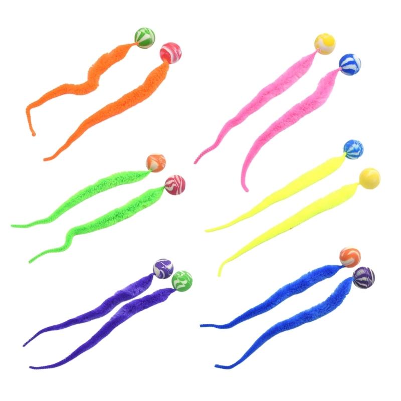 Colorful BouncingBall with Tail for Cat Engaging Cat Teaser BouncyBall Hunting Toy Indoor Toy Ball Cat Exercise Toy