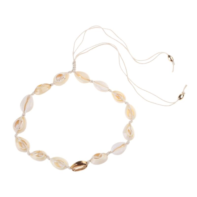 

Summer Hand-woven Adjustable Shells Bracelets Anklets Natural Shells Beads Seashells Necklace Jewelry for Men Women 1