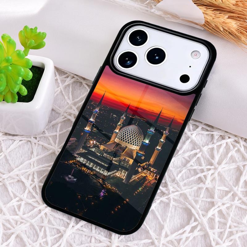 Muslimische Moschee Gebäude Bunter Stil Stoßfeste Handyhülle für iPhone 17 Air 16e 15 11 12 14 13 Pro Max Hülle Coque
