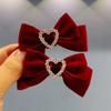 2pcs Elegant Princess Velvet Baby Hair Clip Sweet Belt Bow Heart Style Barrettes Cute Kids Girl BB Clip Children's Headwear