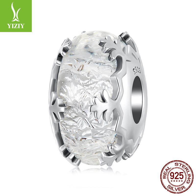 Winter Snowflake Beads S925 Sterling Silver Diy Bracelet Beaded Accessories Jewelry Light Luxury Premium Sense