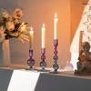 3Pcs Glass Candle Stick Holder Crystal Flower Vase Home Decoration for Table Centerpiece Wedding Party Christmas Decorations