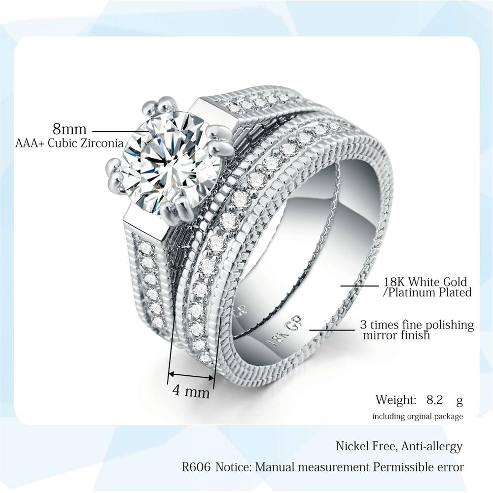 Wedding Rings For Women Classic AAA+ Cubic Zirconia Silver Couples Lovers Finger Ring Jewelry DWR606
