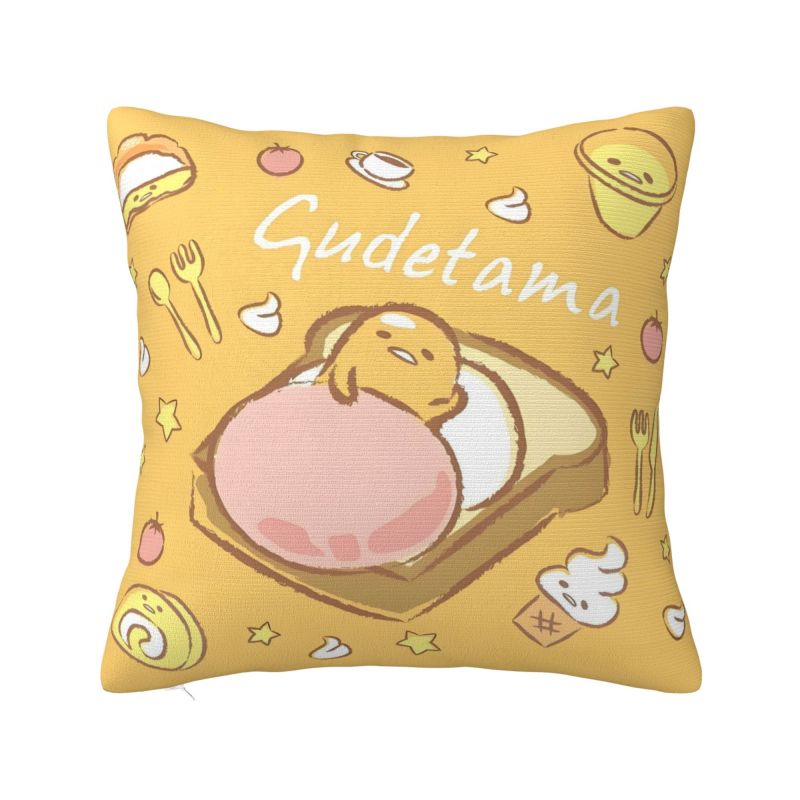 Aangepaste Anime Gudetama Cartoon Kussenhoes 40x40cm Zacht Luxe Sierkussen Woonkamer Decoratie
