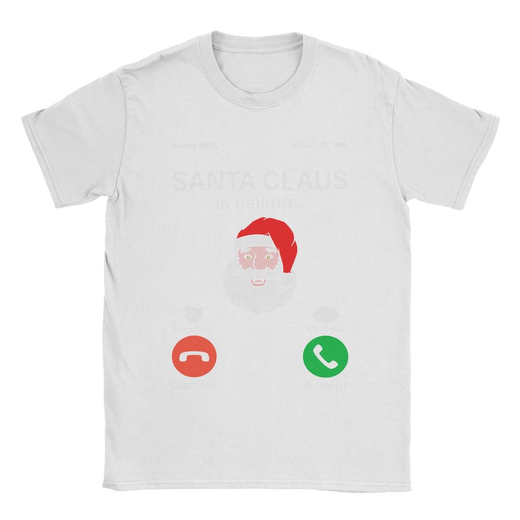 Oversized T Shirt Santa Is Calling Merry Funny Holiday Phone Alert T Shirts for Men's Summer Y2K Casual Short Sleeve Clothes