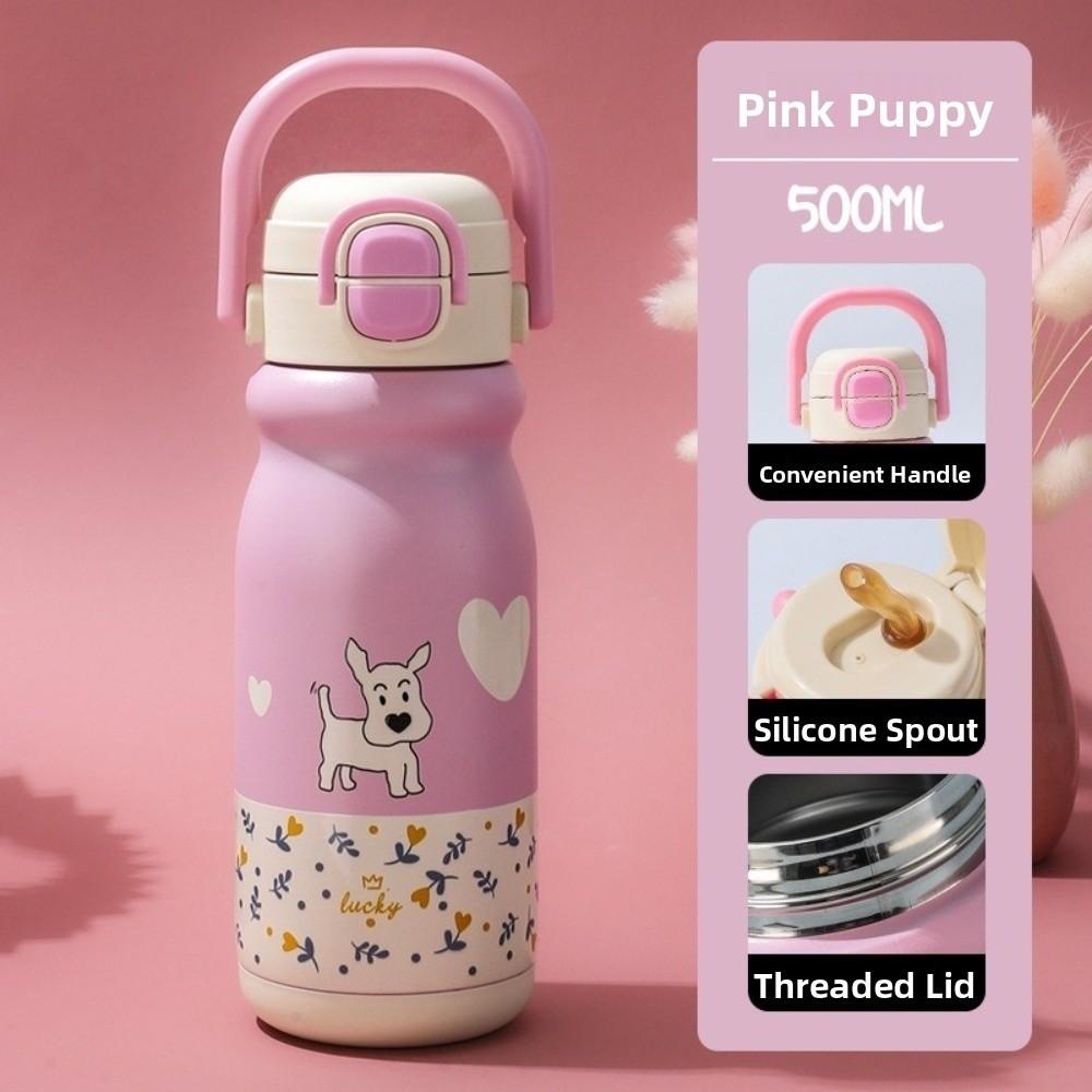 500ml Insulated Cup Large Capacity Thermos Water Bottle Cartoon Vacuum-insulated Bottle  Daily Use