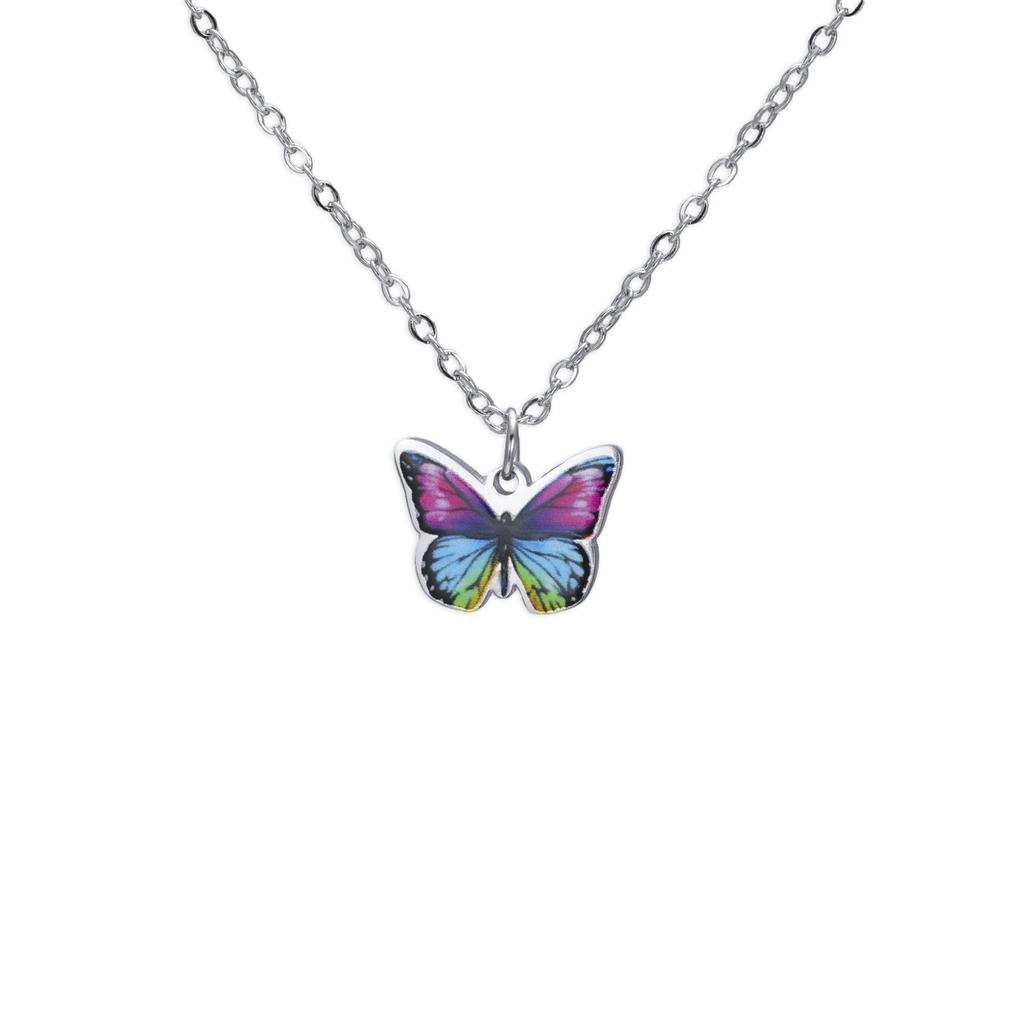 Teamer Colorful Butterfly Necklace For Women Girls Gold Color Stainless Steel Birthday Fashion Jewelry Gift Wholesale 2026 New
