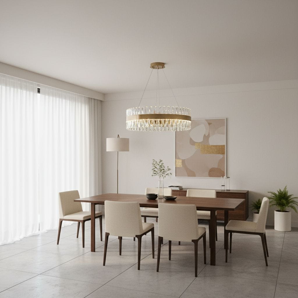 Amsterdam - Chandelier 80cm, Ring 3 LED color 50W, Gold Brass, K9 Crystal