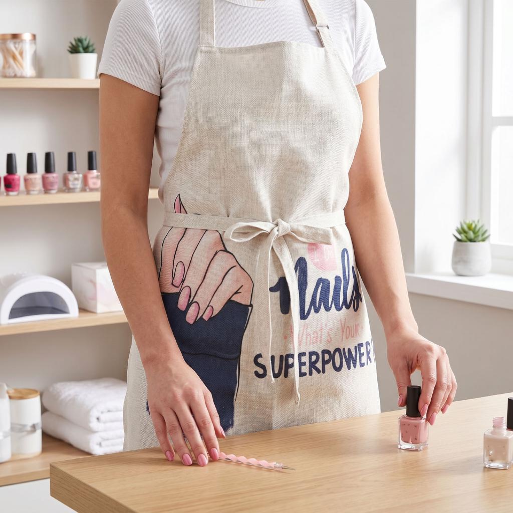 Nail Technician Apron Sleeveless Stylish Dust Proof Nail Art Apron for Makeup Cooking