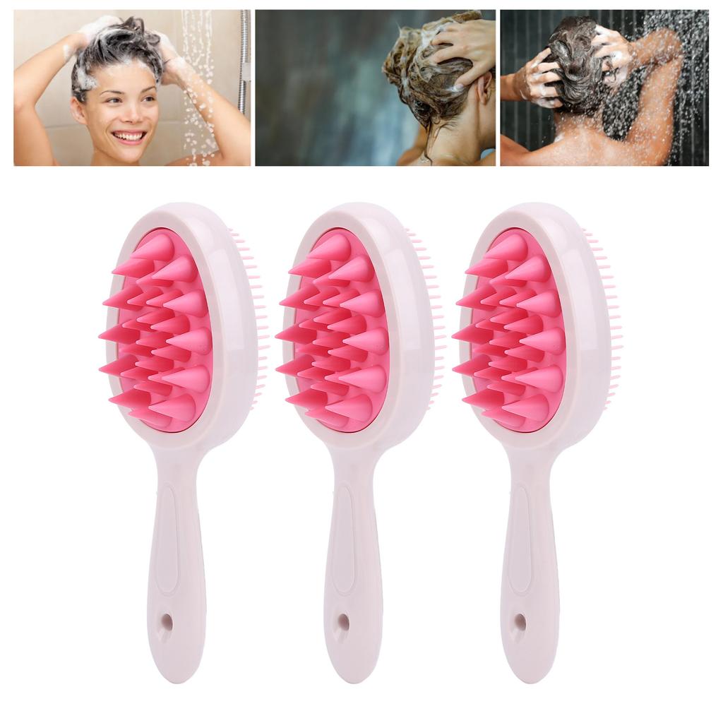 3PCS Scalp Massage Brush Long Handle Double Sided Tooth Head Massage Tool Shower Bath Massager Brush for Home Bathroom